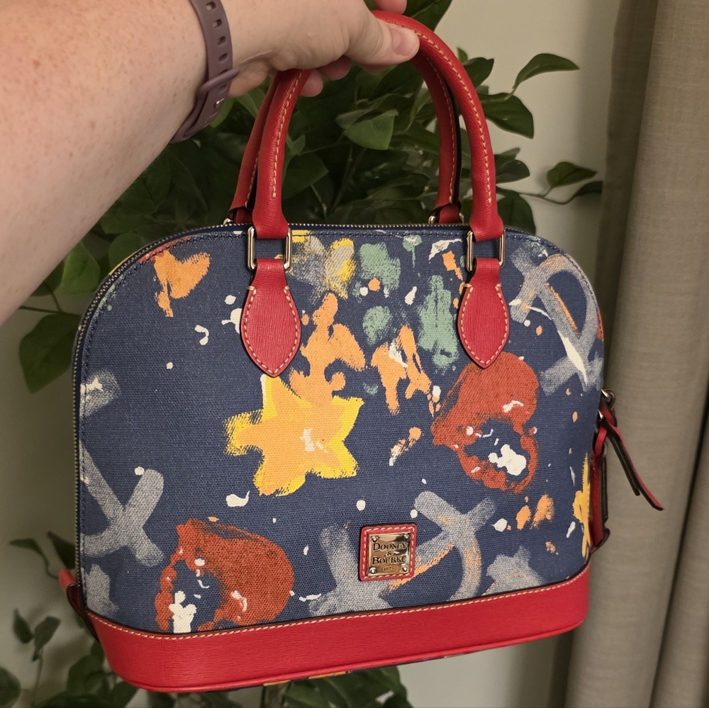 Dooney & Bourke Graffiti Navy Blue Zip Satchel handbag